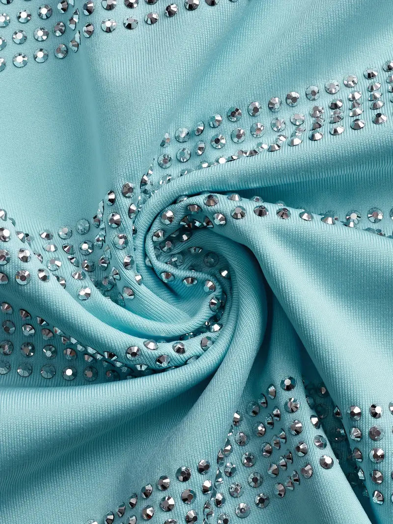 Turquoise Off-Shoulder Sequin Mini Dress
