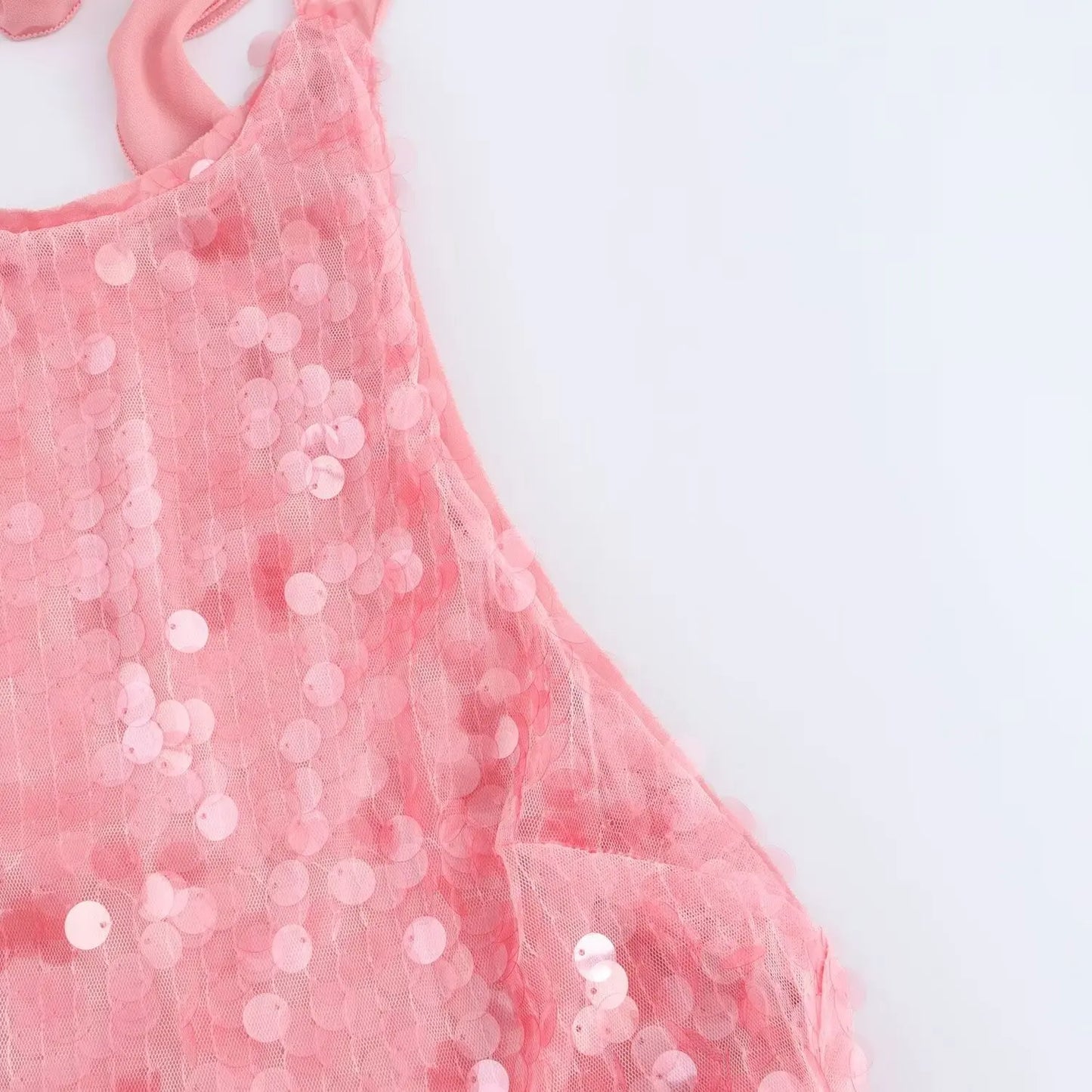 Pink Lace-Up Sequin Mini Dress