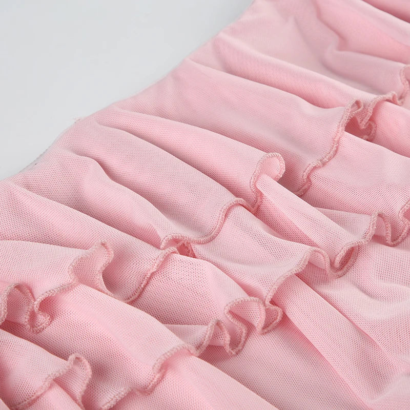 Fairycore Pink Ruffle Skirt