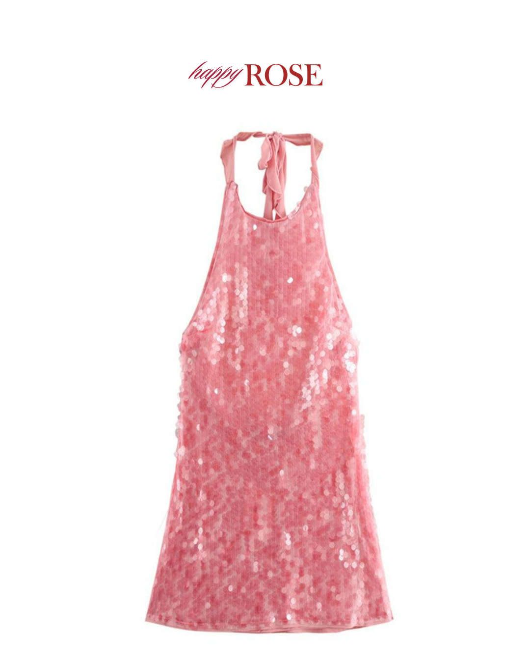 Pink Lace-Up Sequin Mini Dress