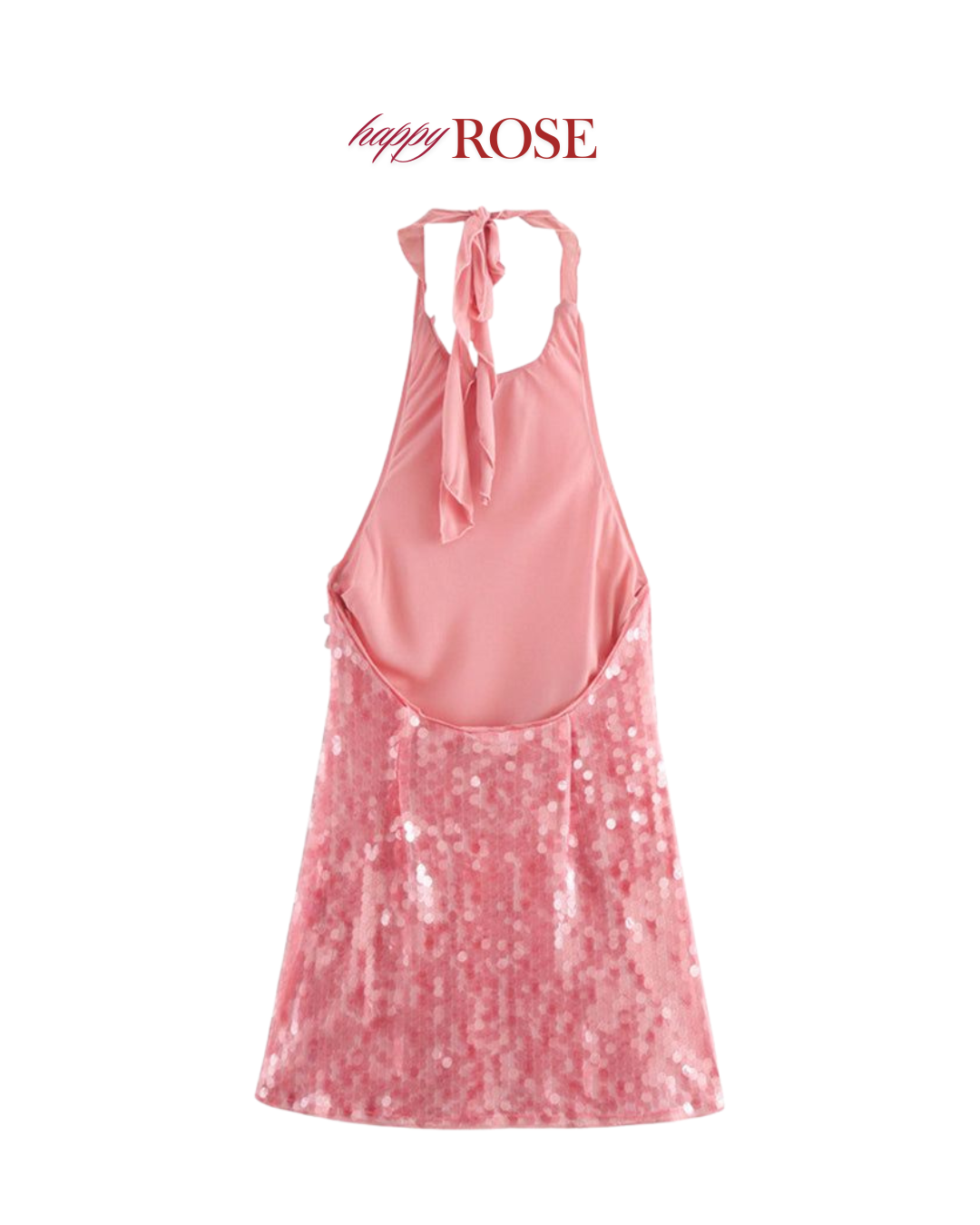 Pink Lace-Up Sequin Mini Dress
