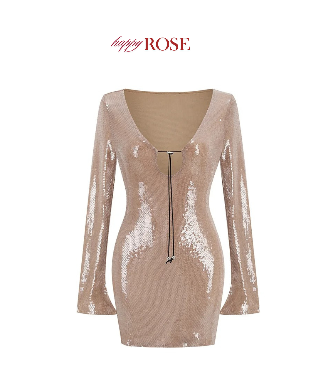 Champagne Sparkle Evening Gown Mini Dress