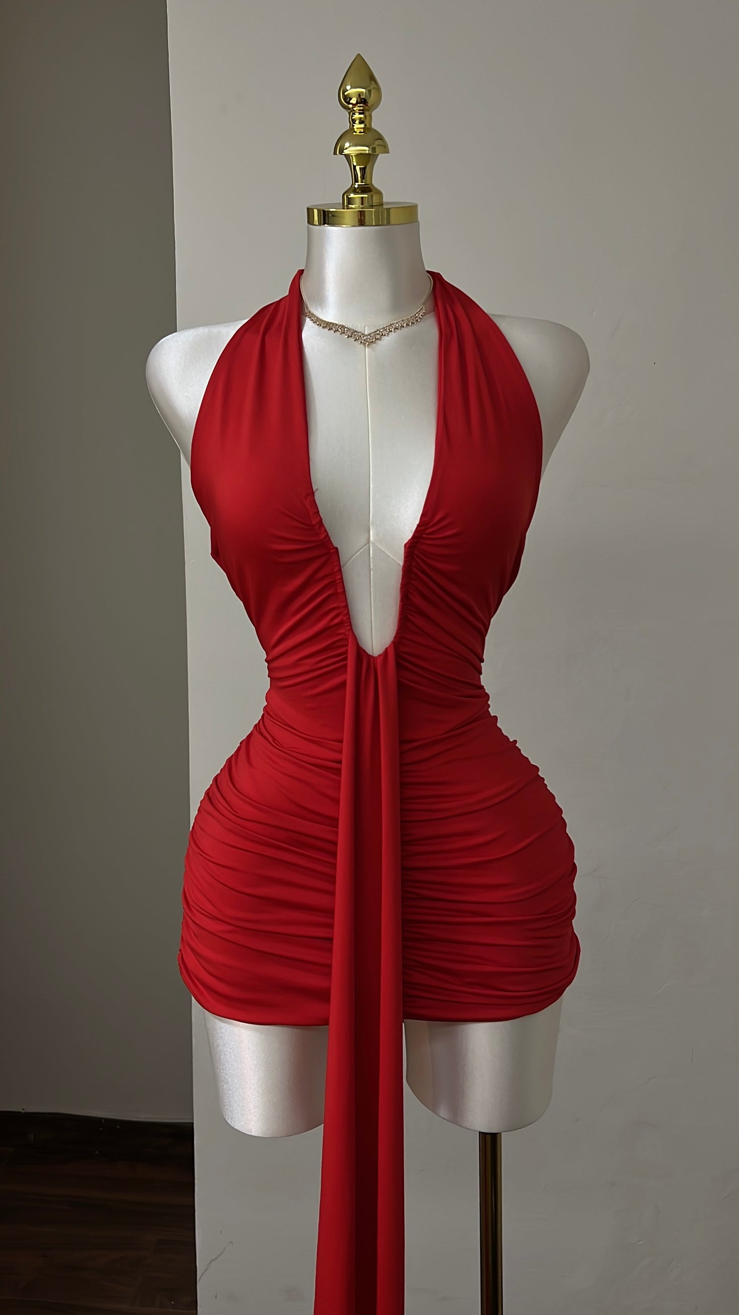 A Scarlet Muse Ruched Mini Dress