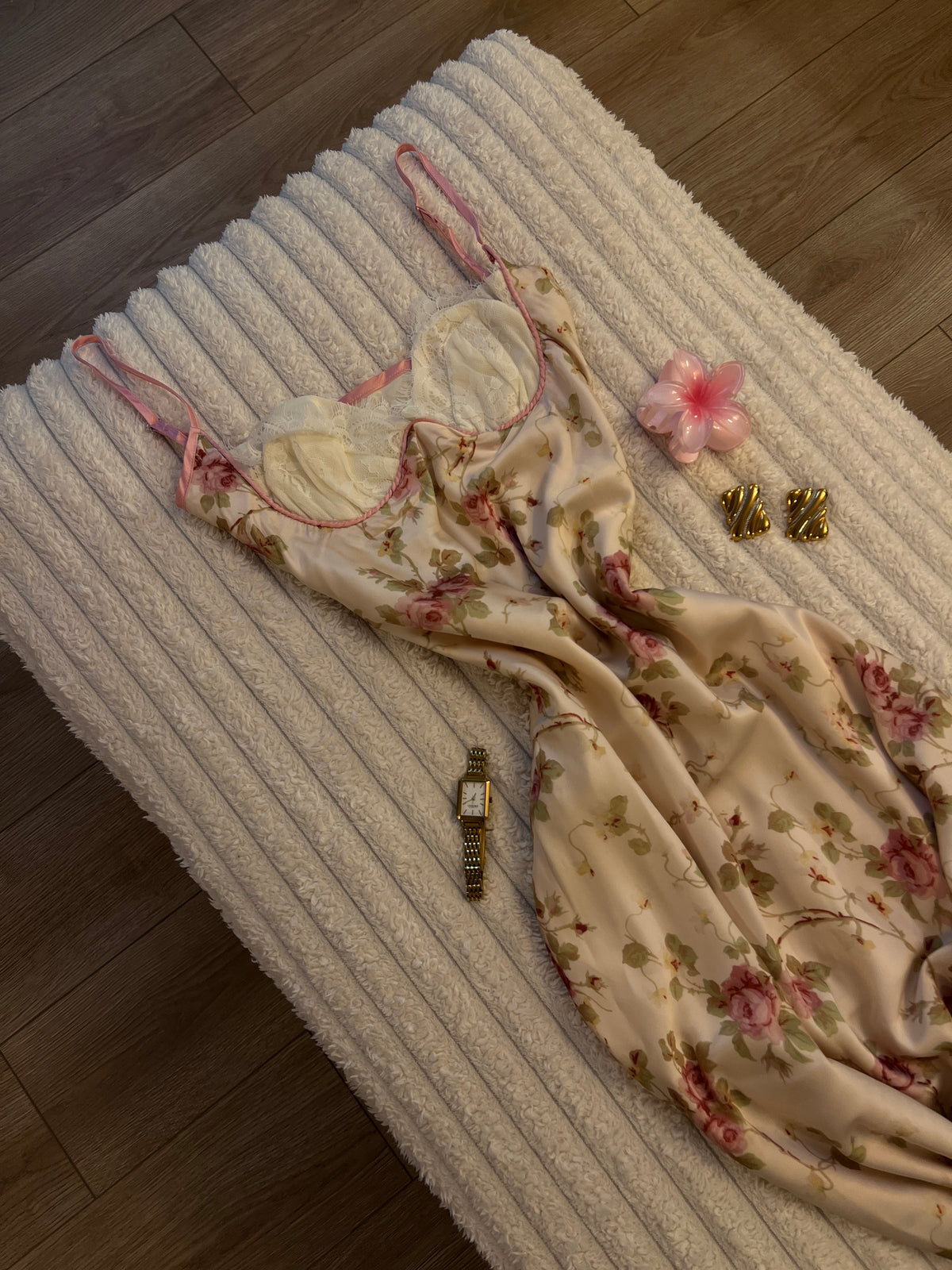 Satin Bloom Maxi Dress
