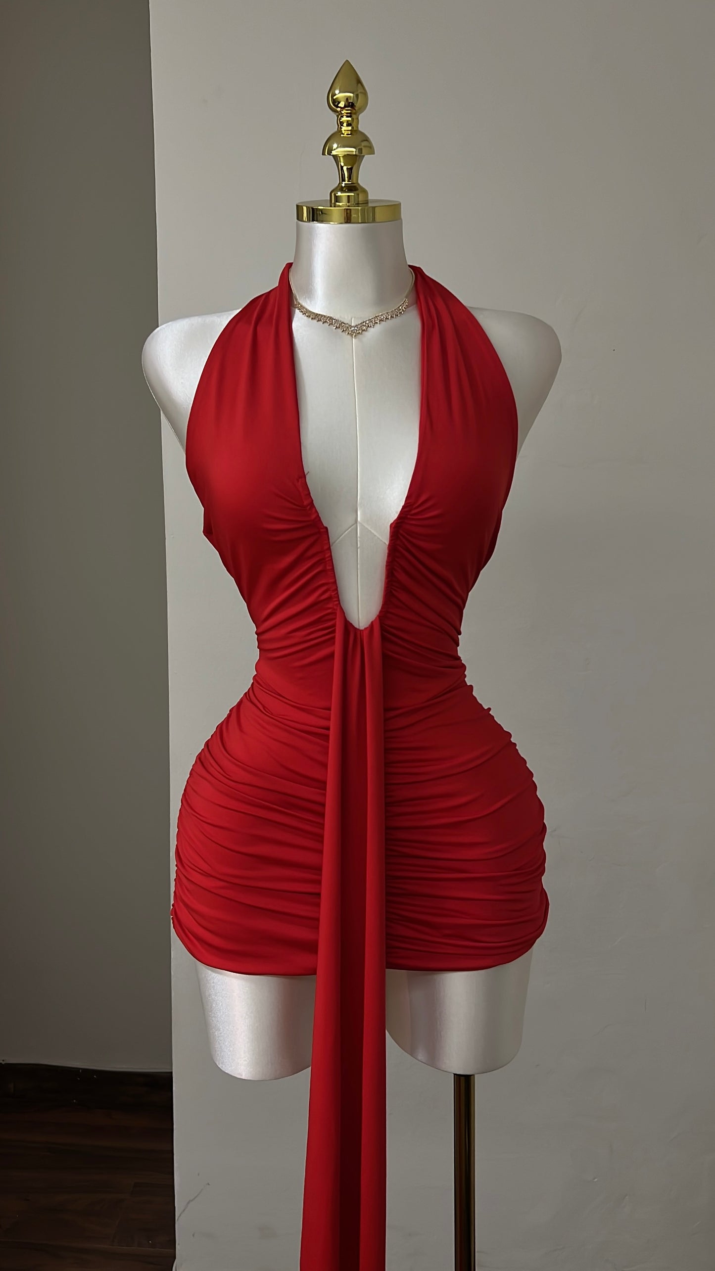 A Scarlet Muse Ruched Mini Dress