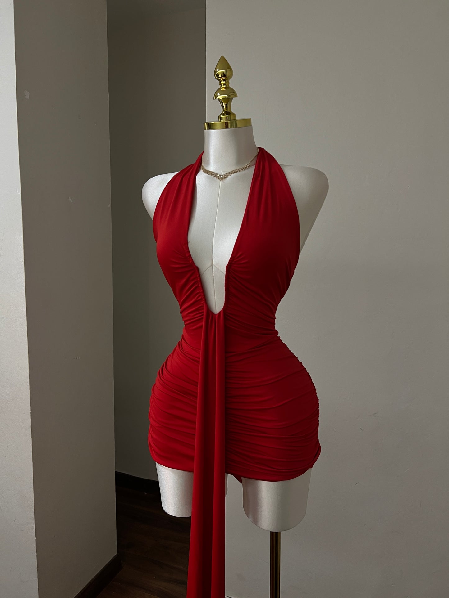 A Scarlet Muse Ruched Mini Dress