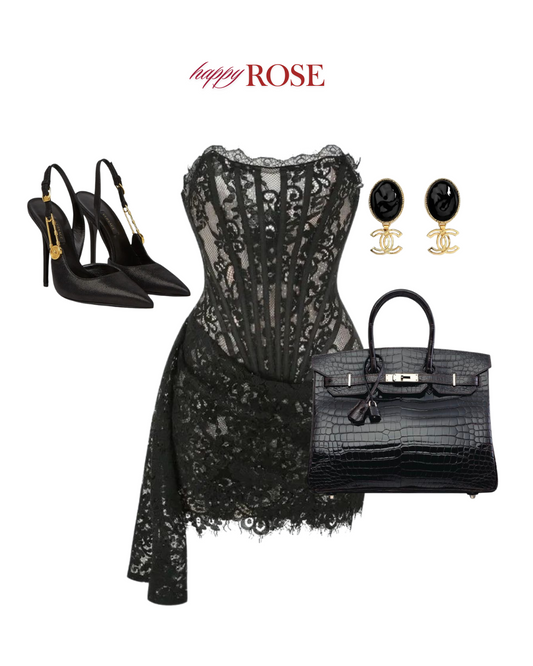 Rose Lace Strapless Evening Dress