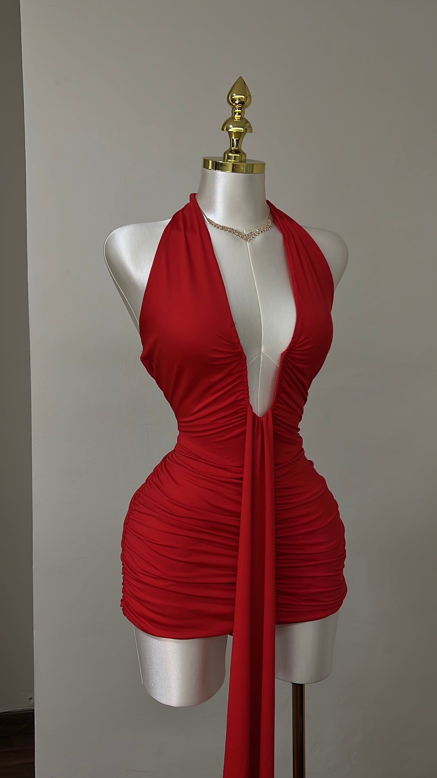 A Scarlet Muse Ruched Mini Dress