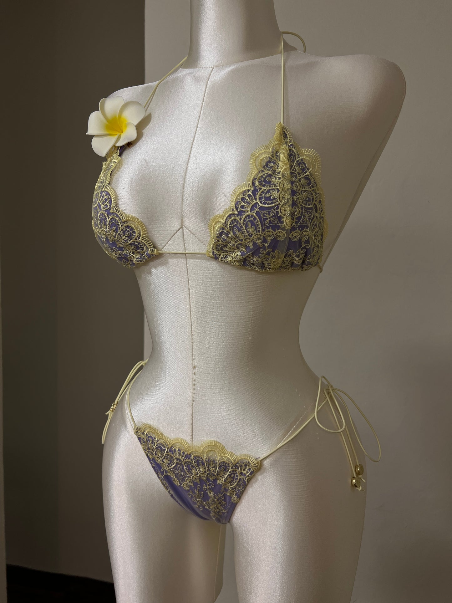 Golden Lace Bikini Set