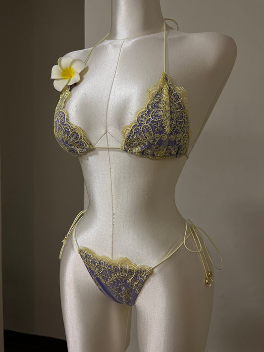 Golden Lace Bikini Set