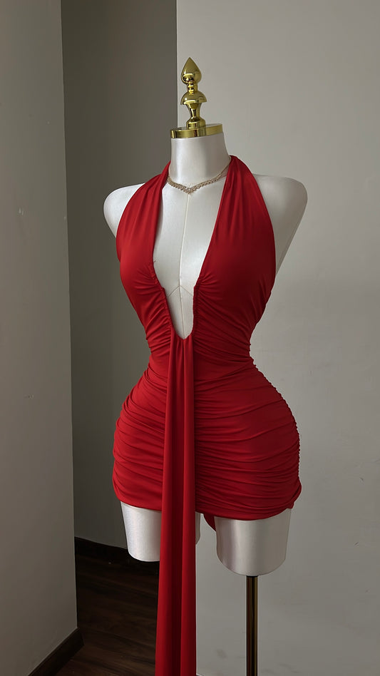 A Scarlet Muse Ruched Mini Dress