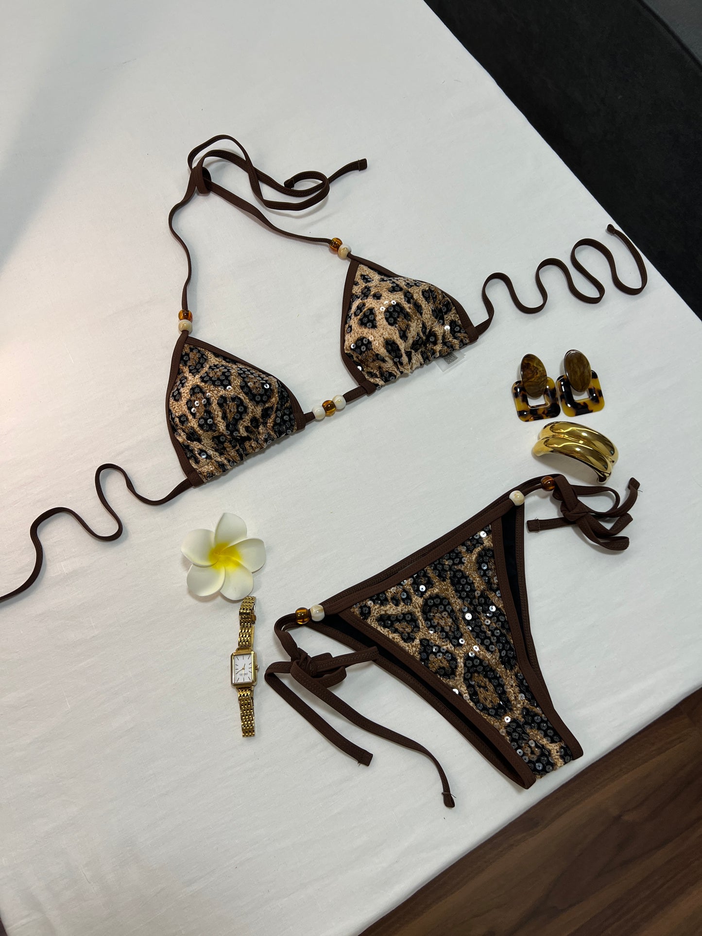 Leopard Sequin Bikini Set