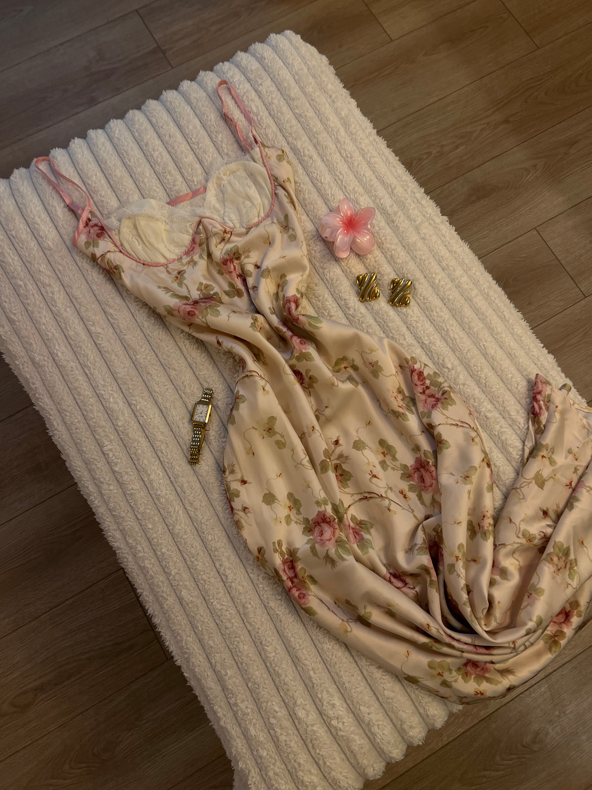 Satin Bloom Maxi Dress