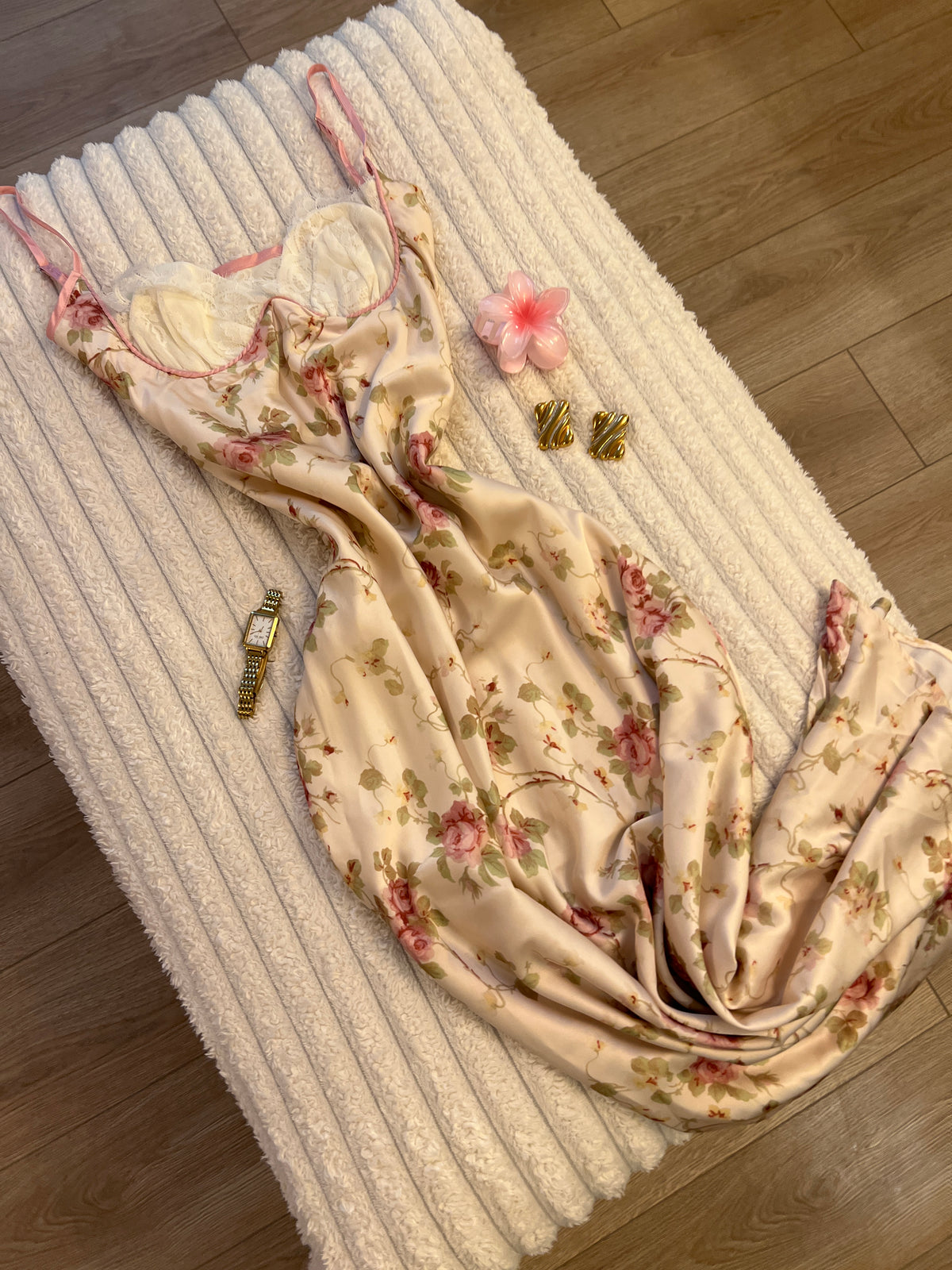 Satin Bloom Maxi Dress