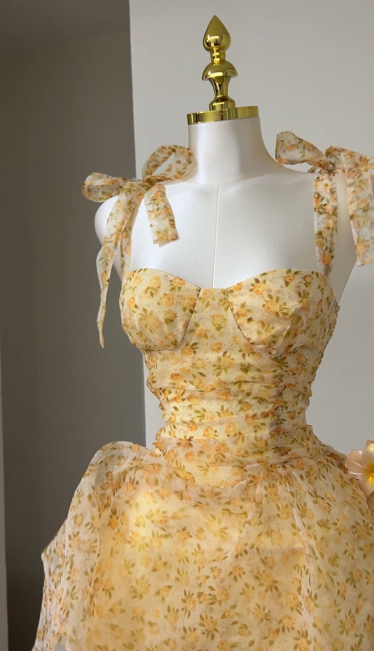 Golden Petal Mini Dress