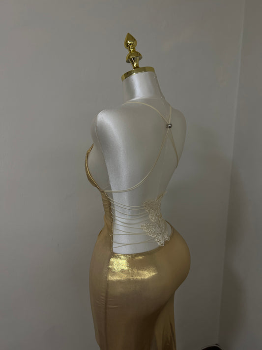 Golden Butterfly Maxi Dress