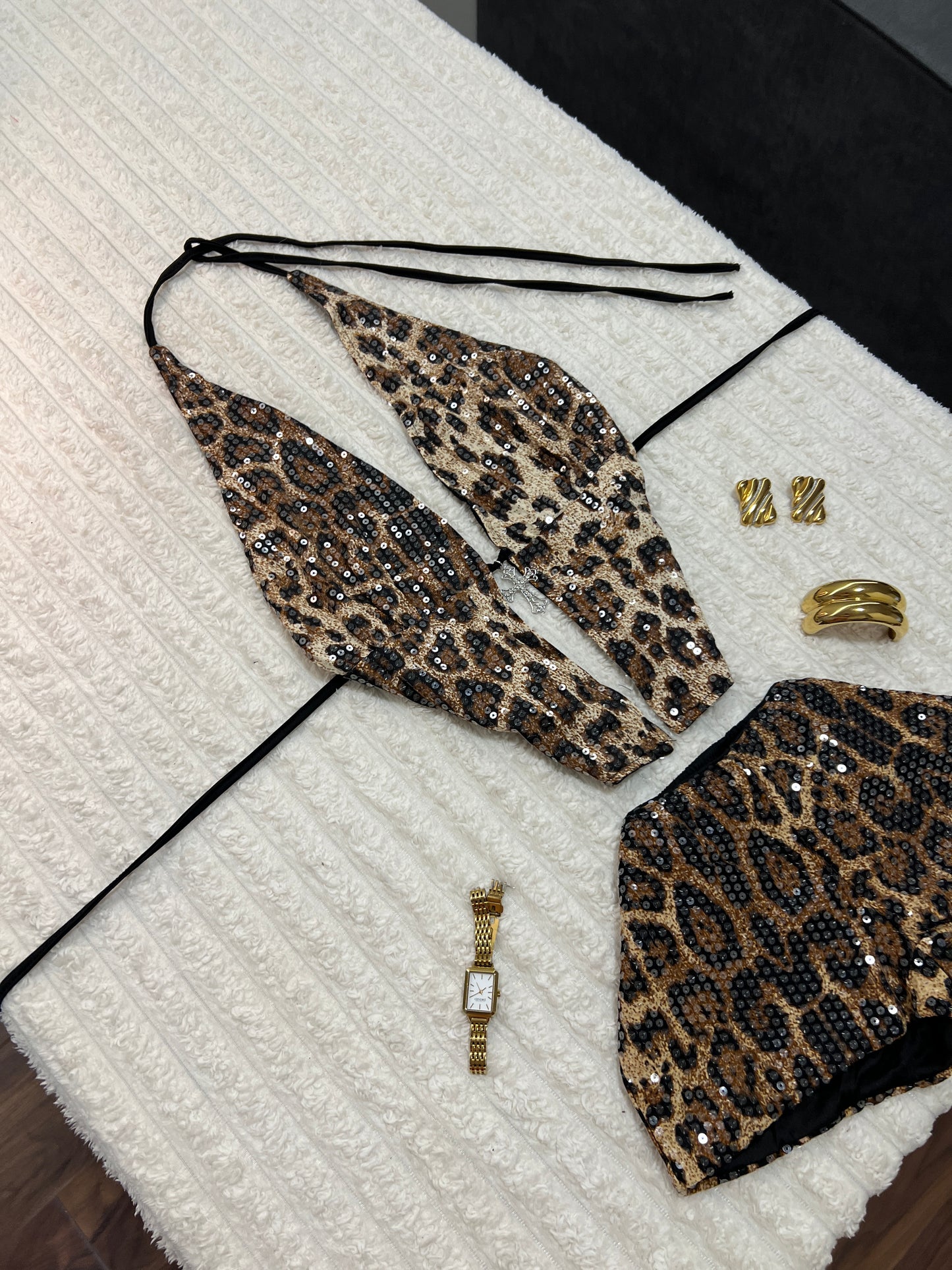 Midnight Leopard Sequin Shorts