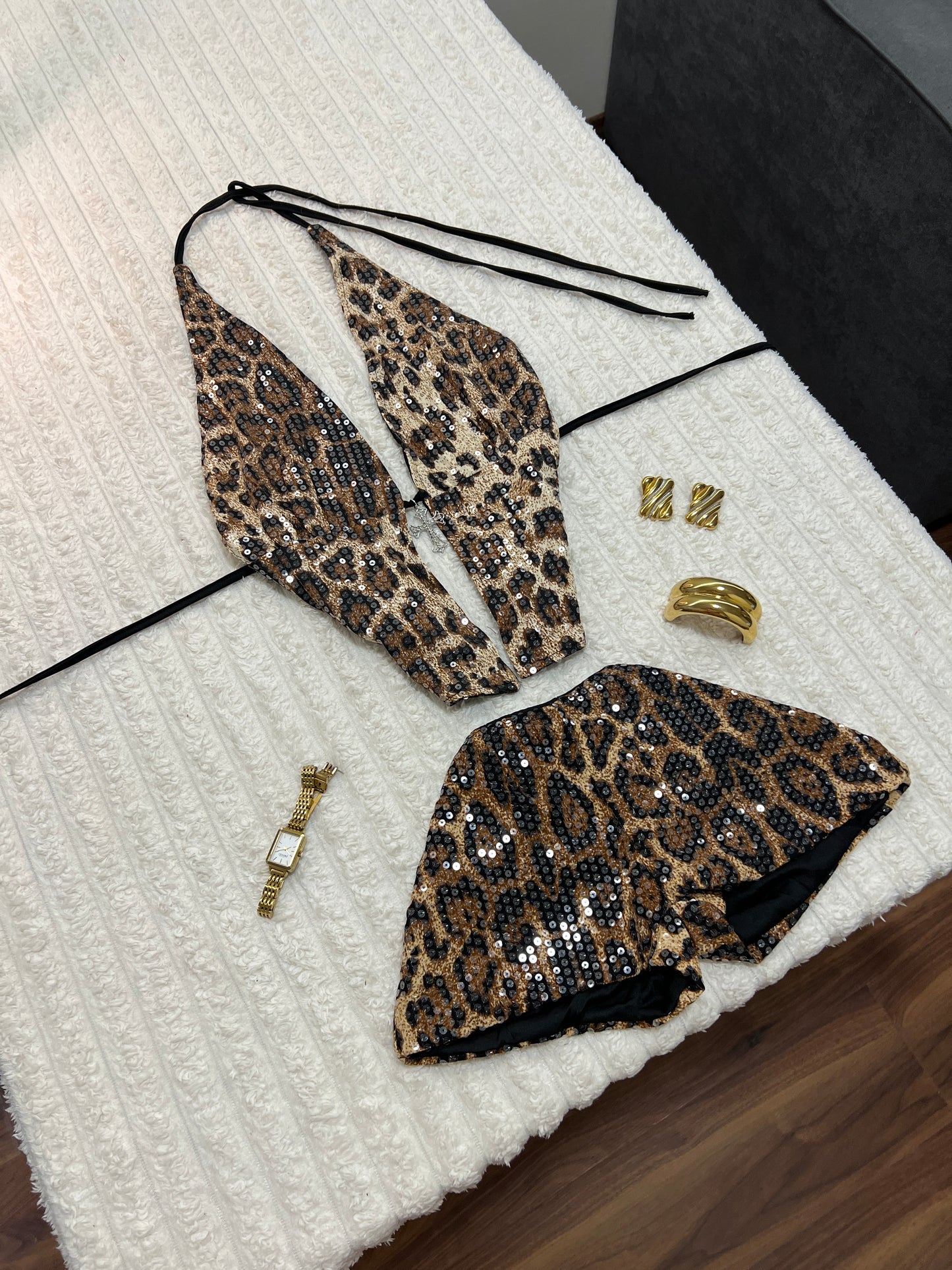 Midnight Leopard Sequin Shorts