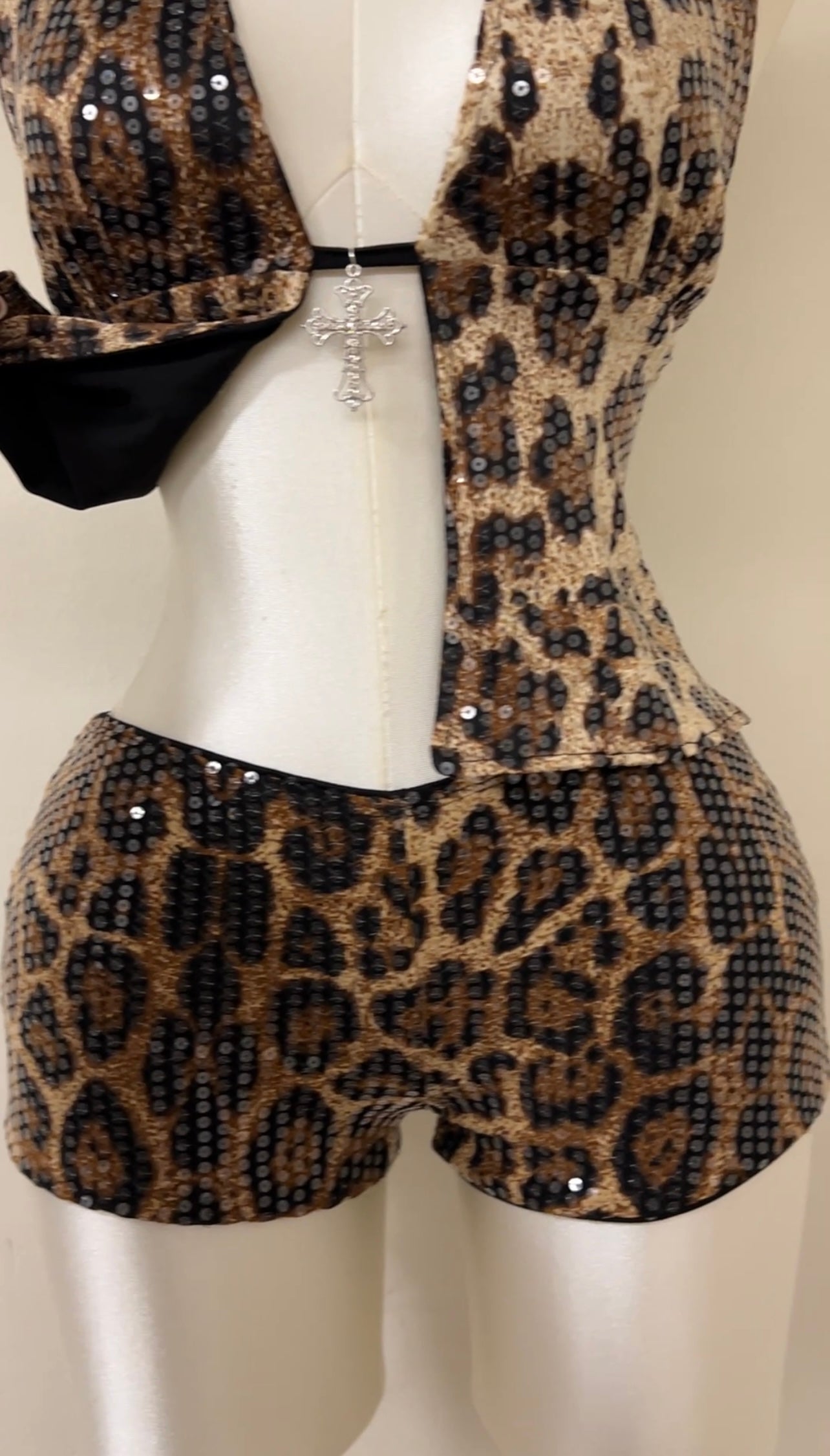 Midnight Leopard Sequin Shorts