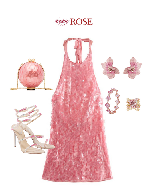 Pink Lace-Up Sequin Mini Dress