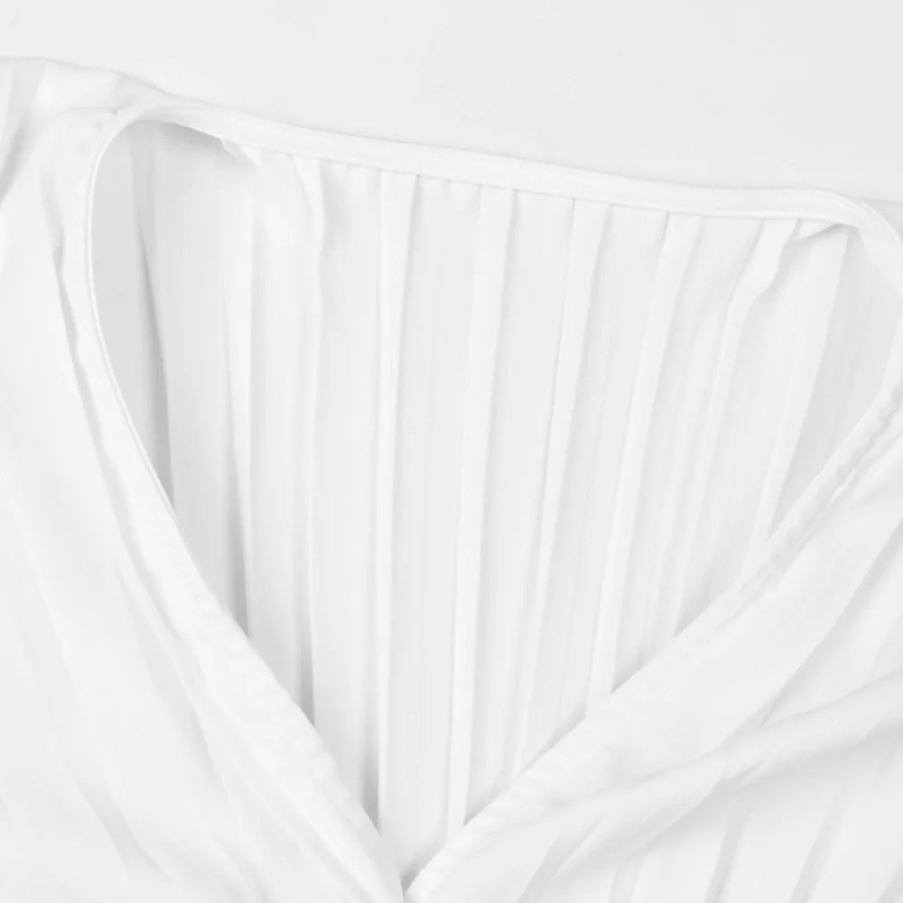 Elegant White Pleated Blouse