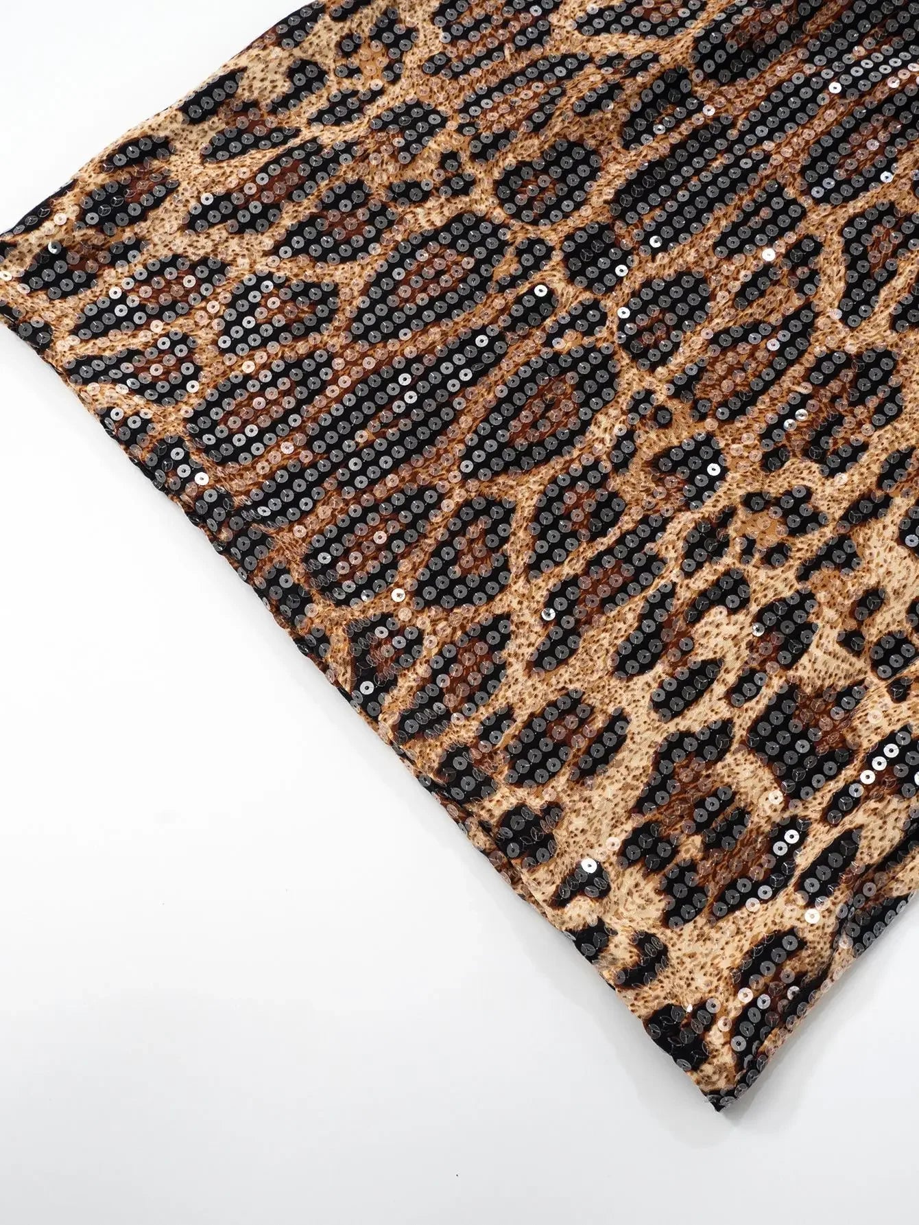 Leopard Print Halter Neck Backless Mini Dress – Sequins Party Dress