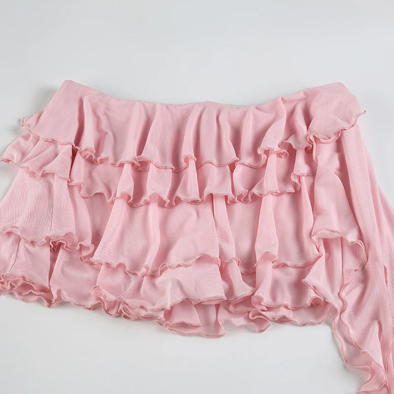 Fairycore Pink Ruffle Skirt