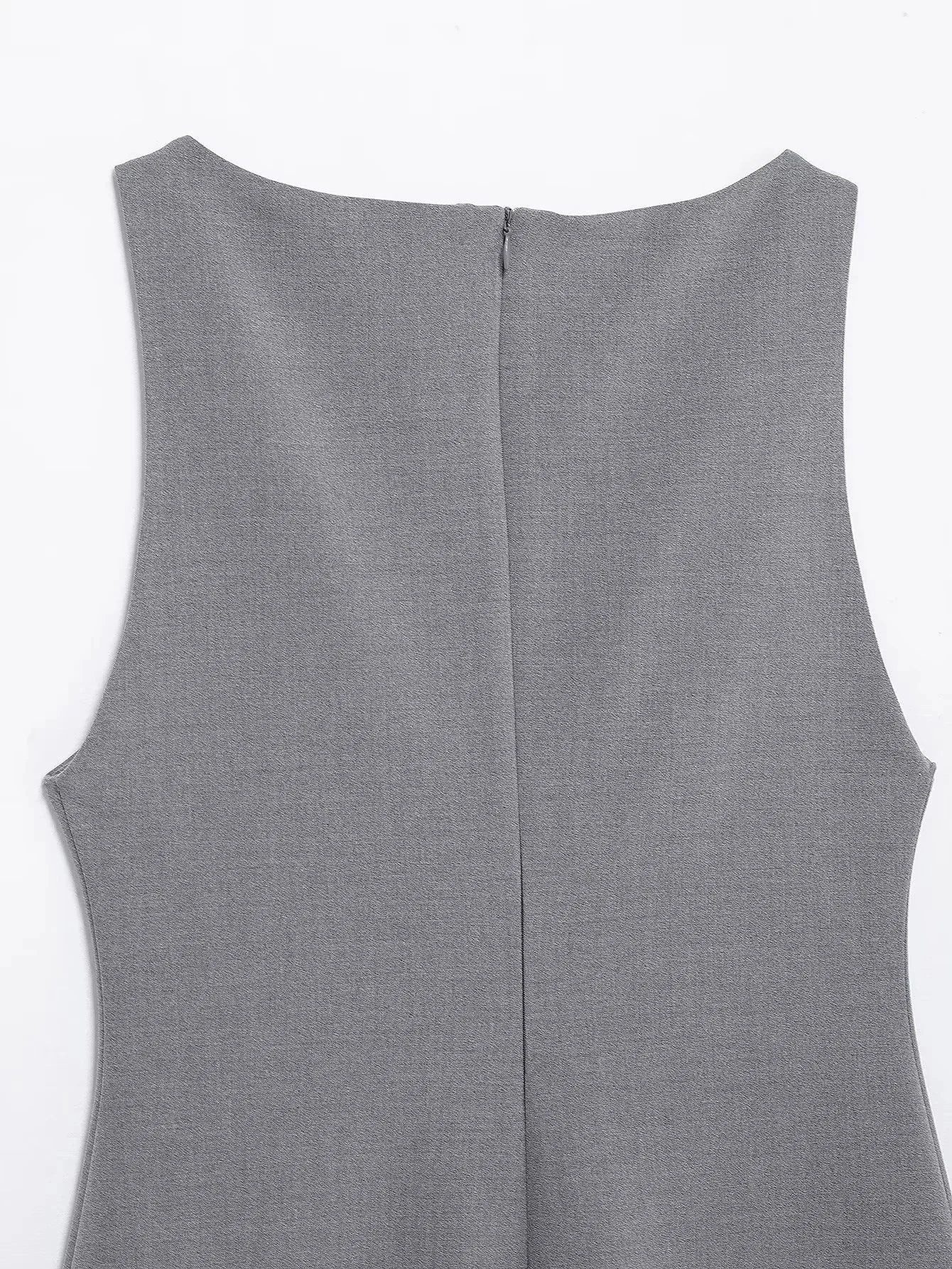 Gray Sleeveless O-Neck Mini Dress