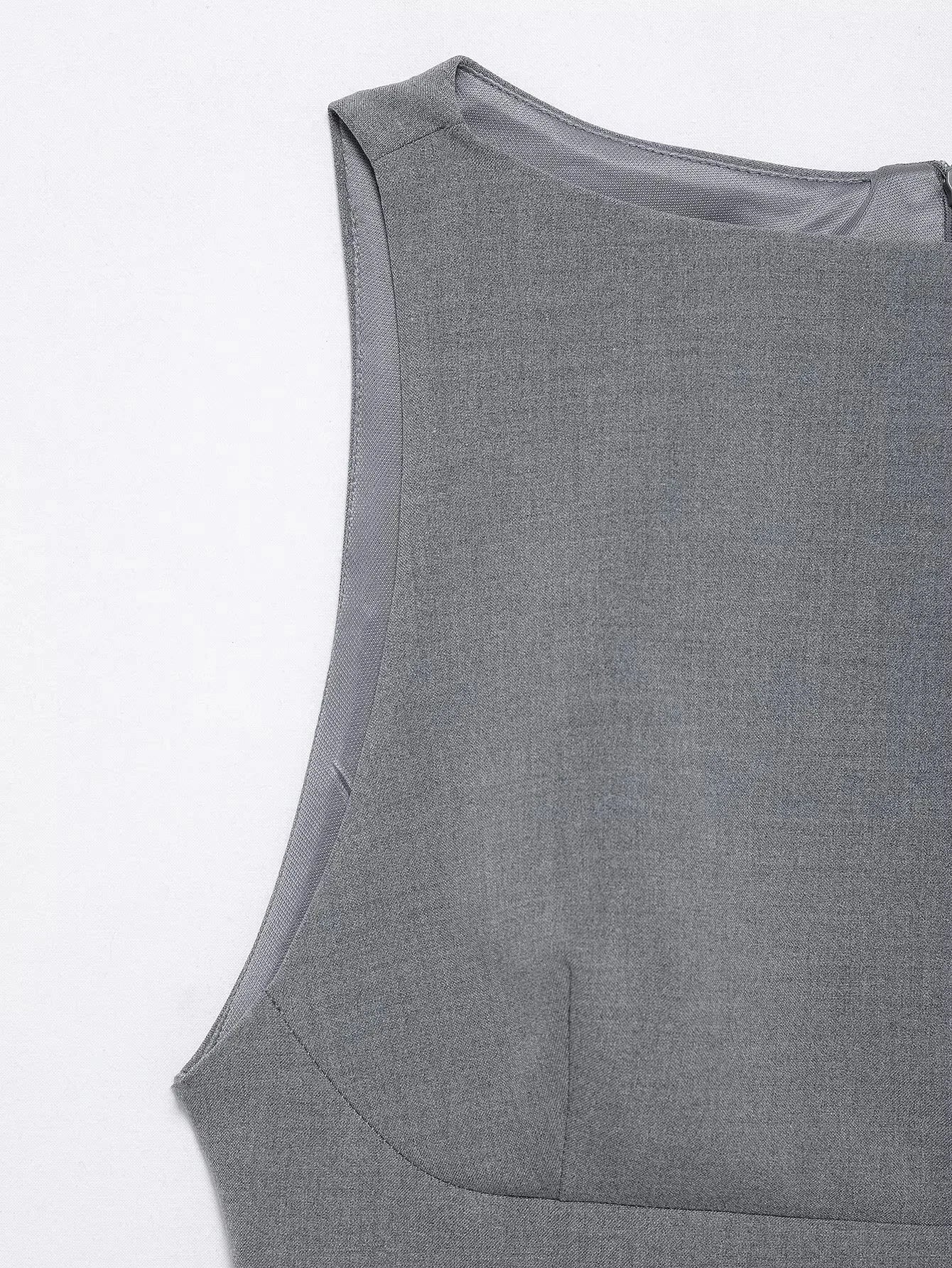 Gray Sleeveless O-Neck Mini Dress