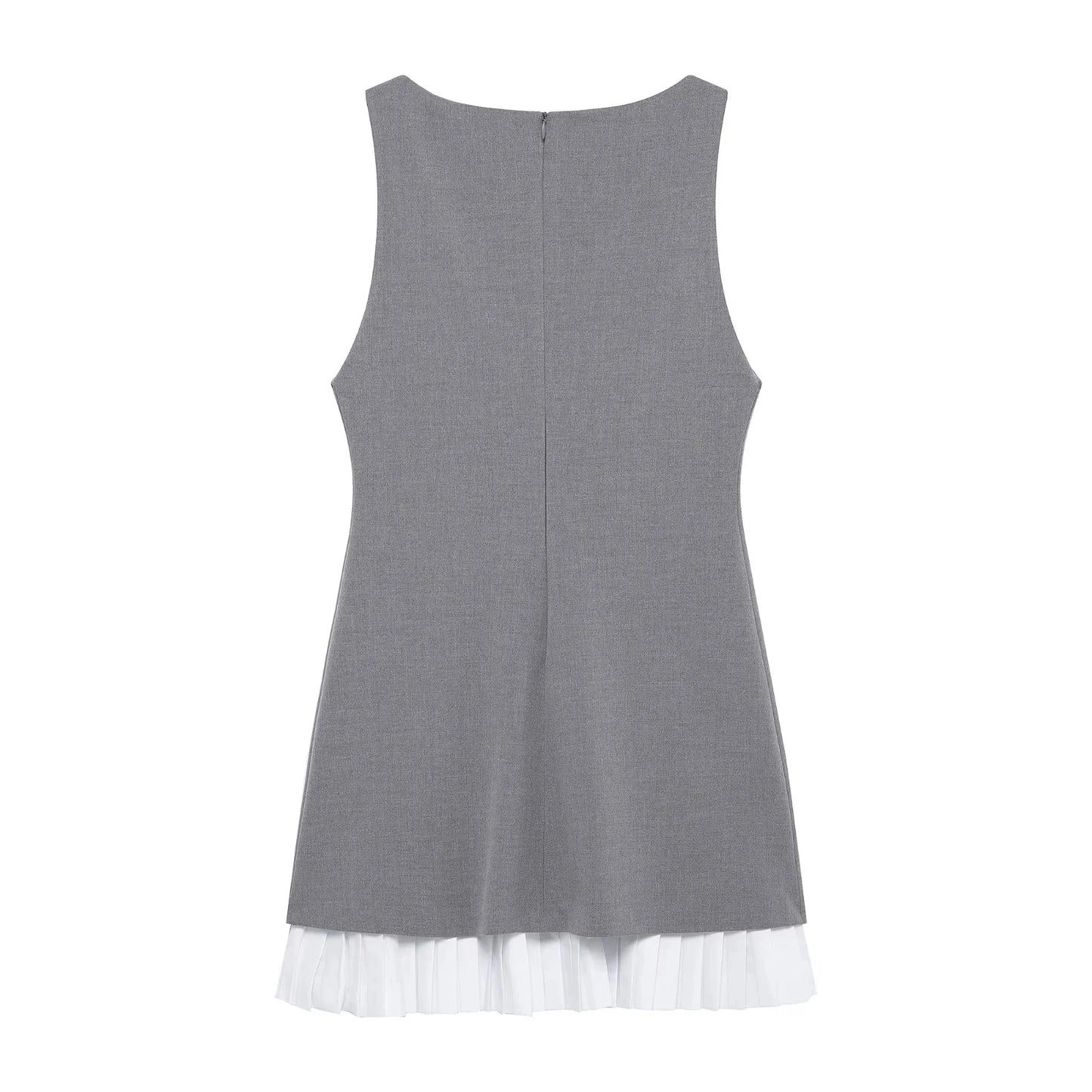 Gray Sleeveless O-Neck Mini Dress