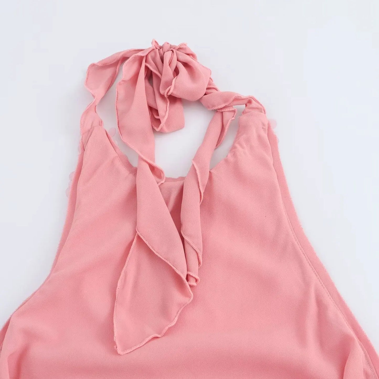 Pink Lace-Up Sequin Mini Dress