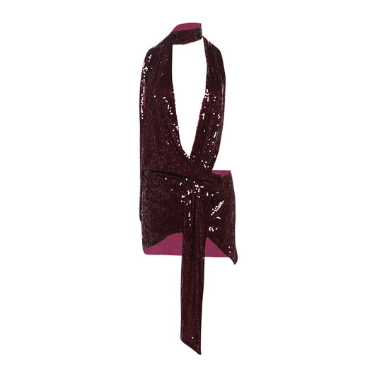 Halter Scarf Sequin Mini