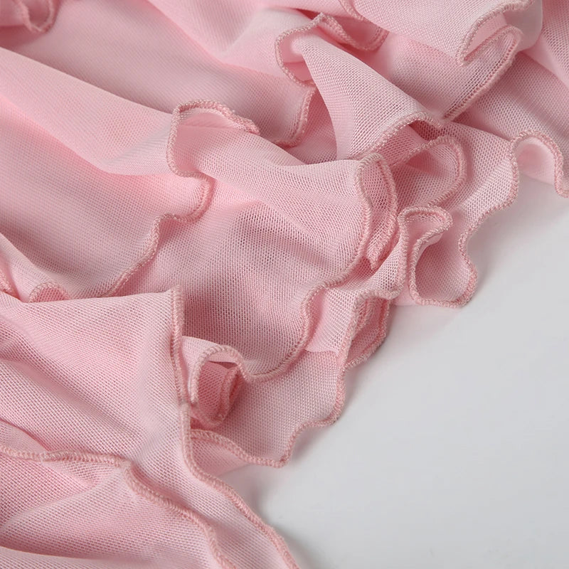 Fairycore Pink Ruffle Skirt