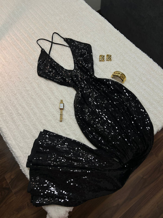 Glamour Night Black Maxi Dress