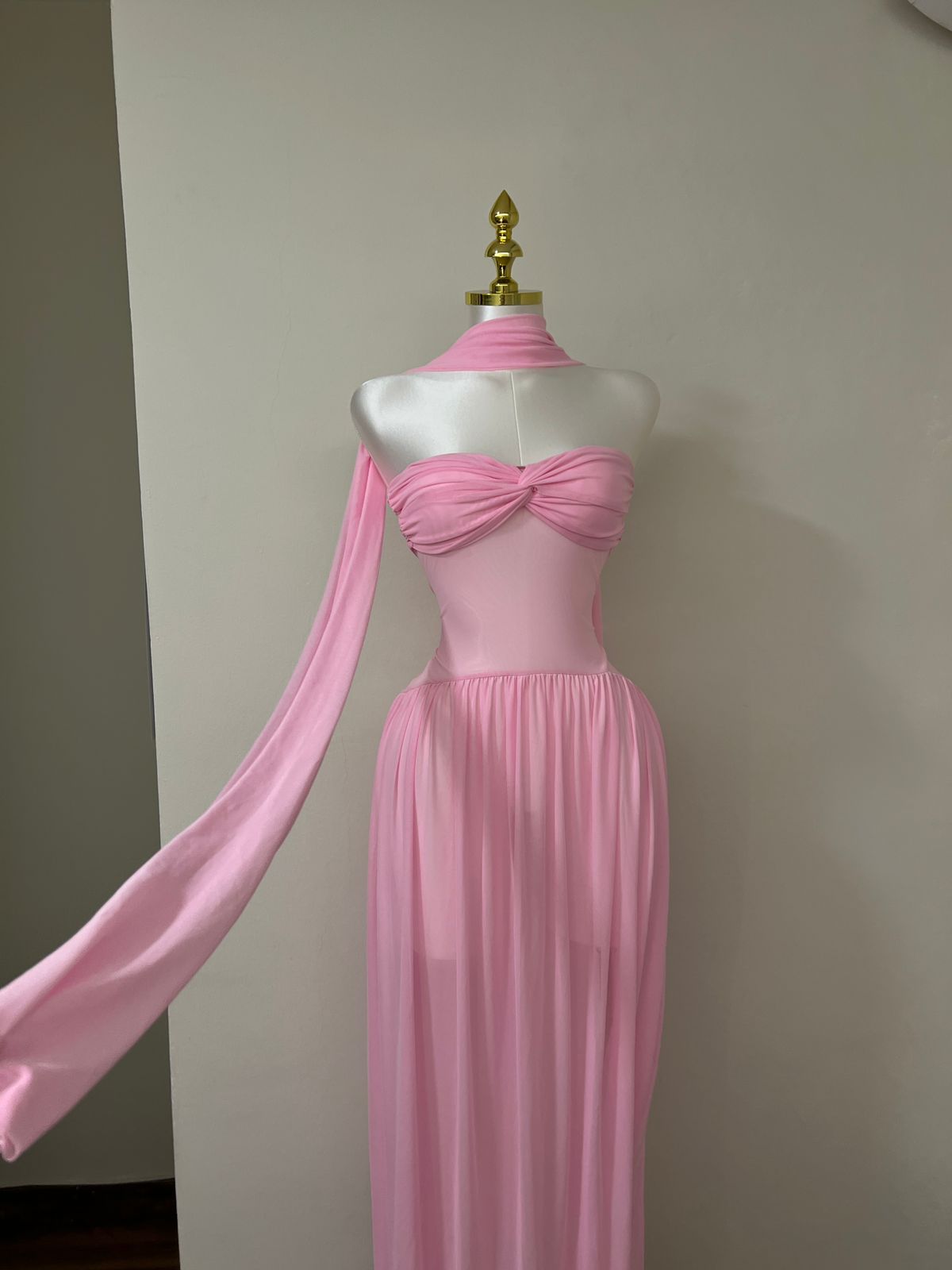 Blush Whisper One-Shoulder Chiffon Gown