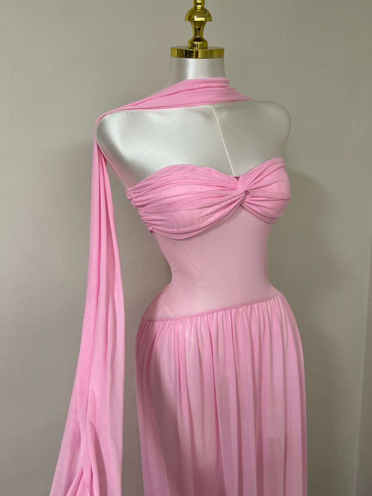 Blush Whisper One-Shoulder Chiffon Gown