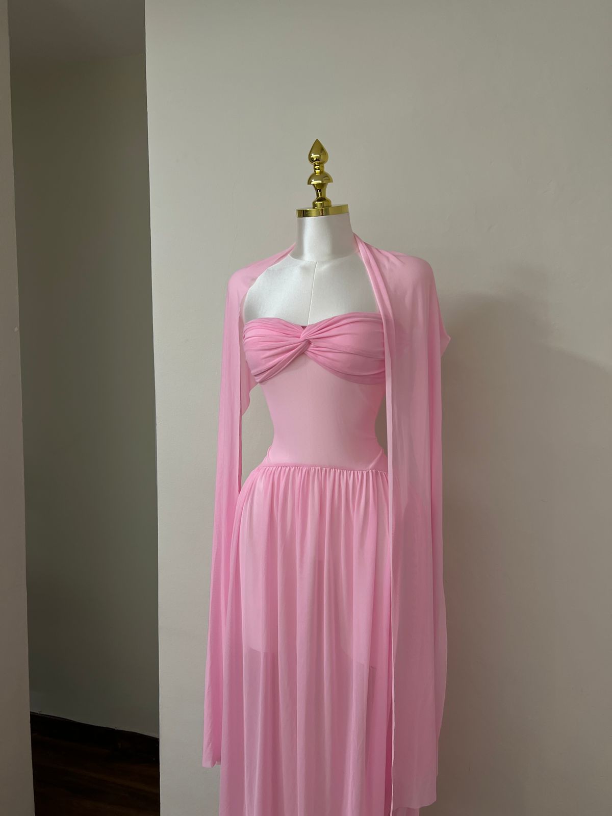 Blush Whisper One-Shoulder Chiffon Gown
