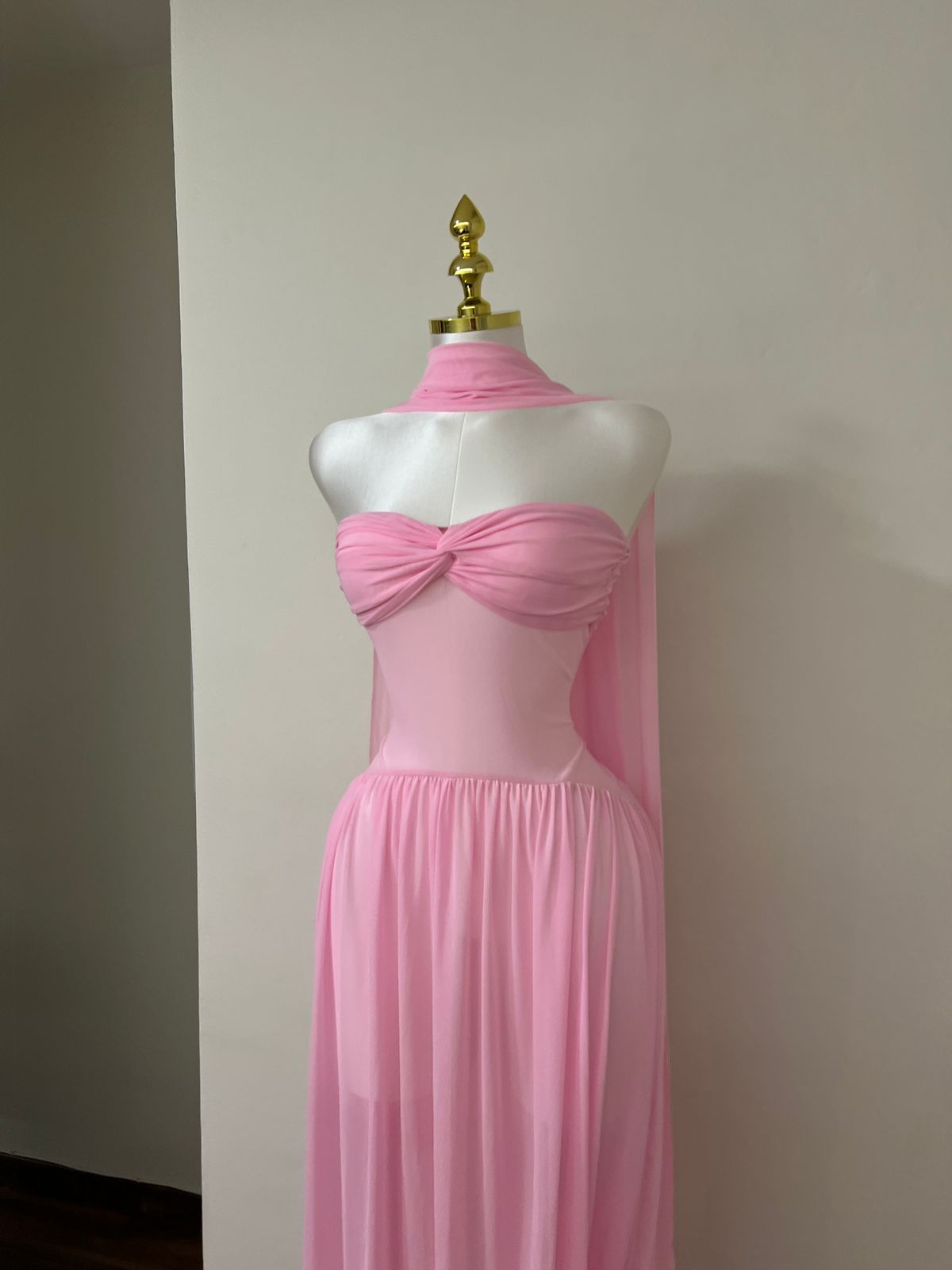 Blush Whisper One-Shoulder Chiffon Gown