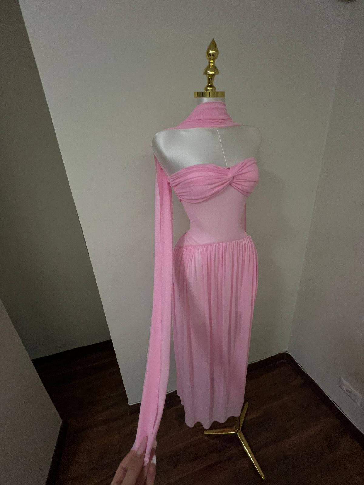 Blush Whisper One-Shoulder Chiffon Gown
