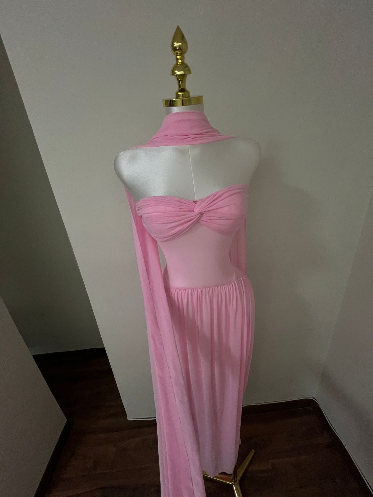 Blush Whisper One-Shoulder Chiffon Gown
