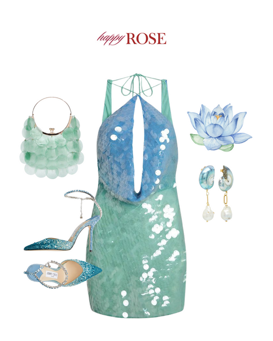 Blue & Green Sequin Halter Dress
