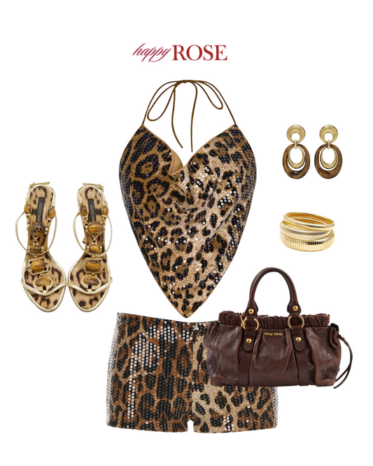 Leopard Print Sequin Halter Top