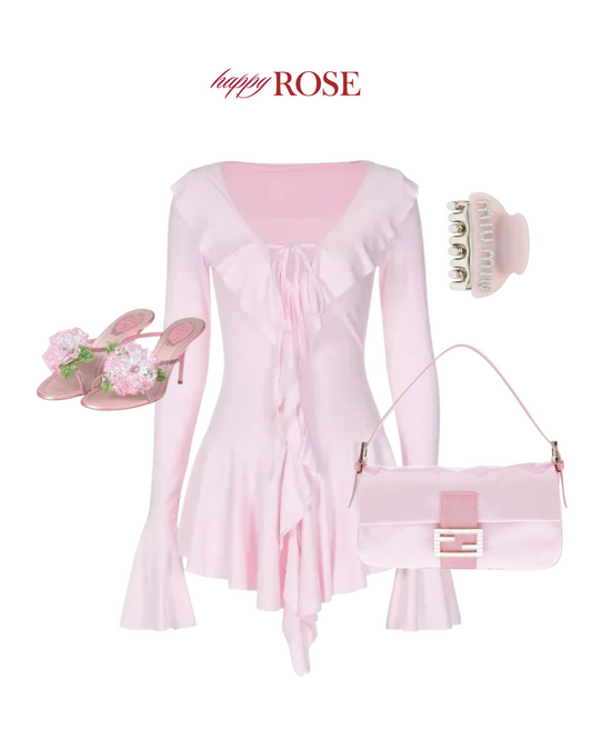 Pink Patchwork Ruffle Mini Dress