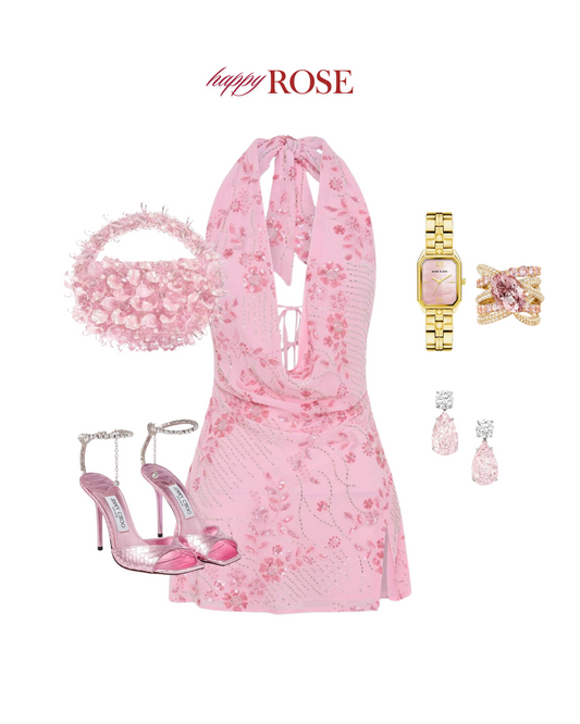 Pink Sequin Halter Mini Dress