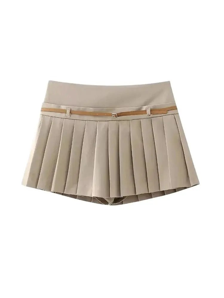 Mid Waist Pleated Skort