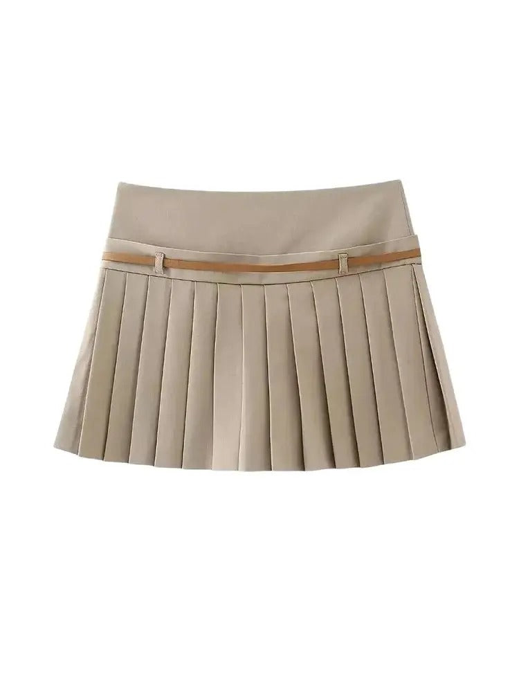 Mid Waist Pleated Skort