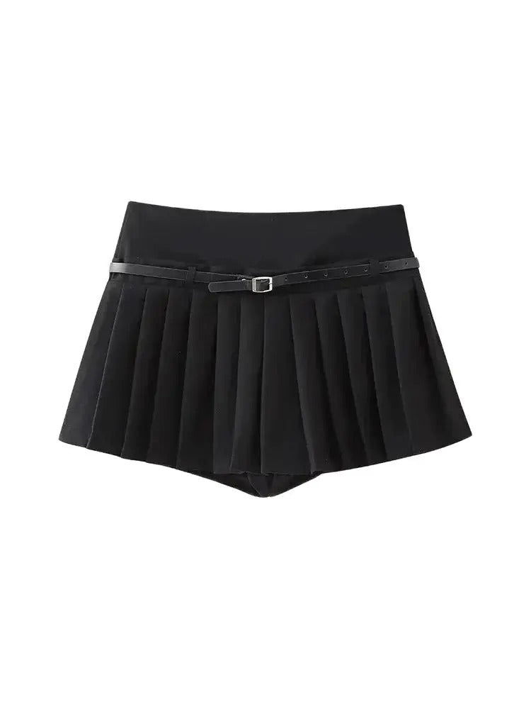 Mid Waist Pleated Skort