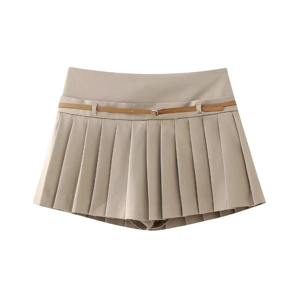 Mid Waist Pleated Skort
