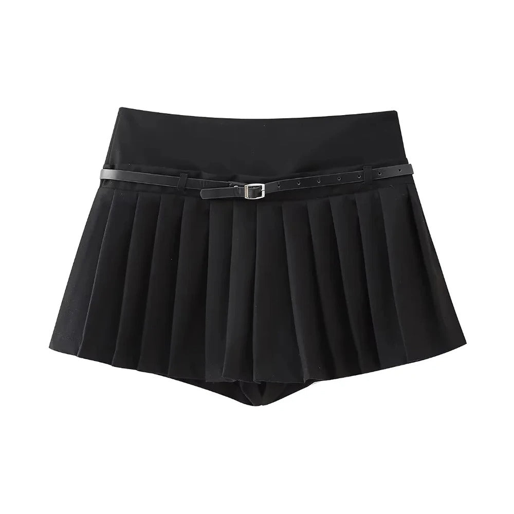 Mid Waist Pleated Skort